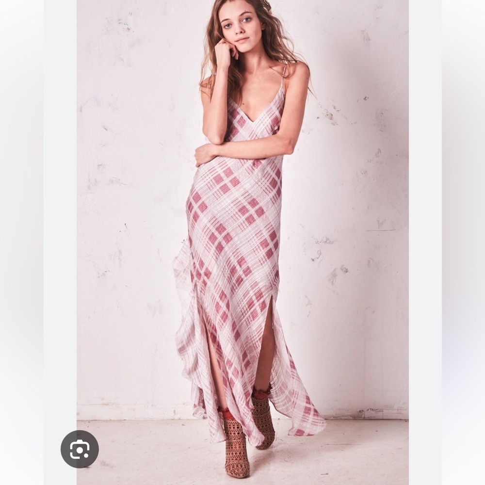 Plaid slip dress in Pink and White